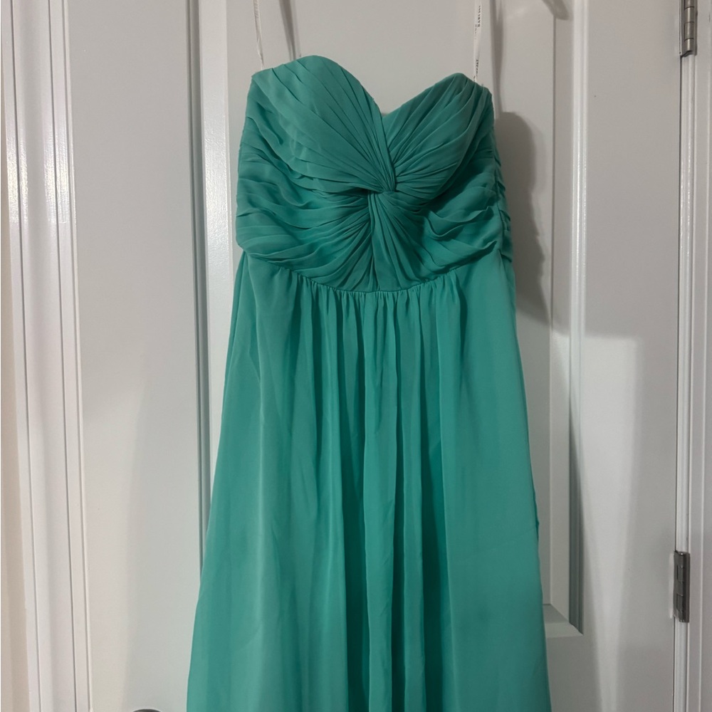 Bari Jay Blue Strapless Maxi Dress for Prom